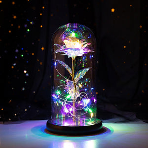 Open image in slideshow, Beauty and Beast Romantic Eternal Light Rose Flower Glass Cover LED Battery Lamp Birthday Valentine&#39;s Day Mother Gift Decoration
