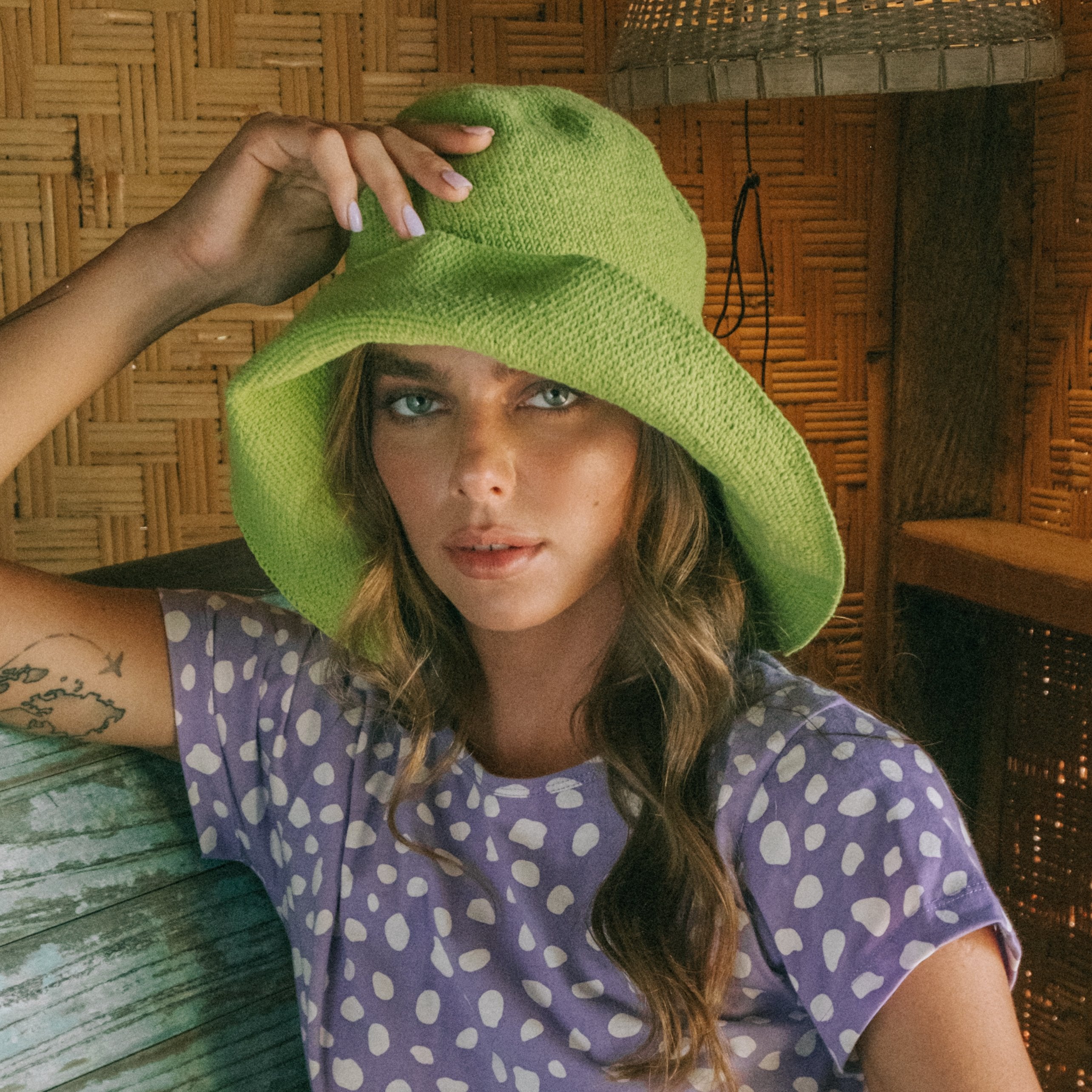 Bloom Crochet Sun Hat, in Lime Green (Pre-order)