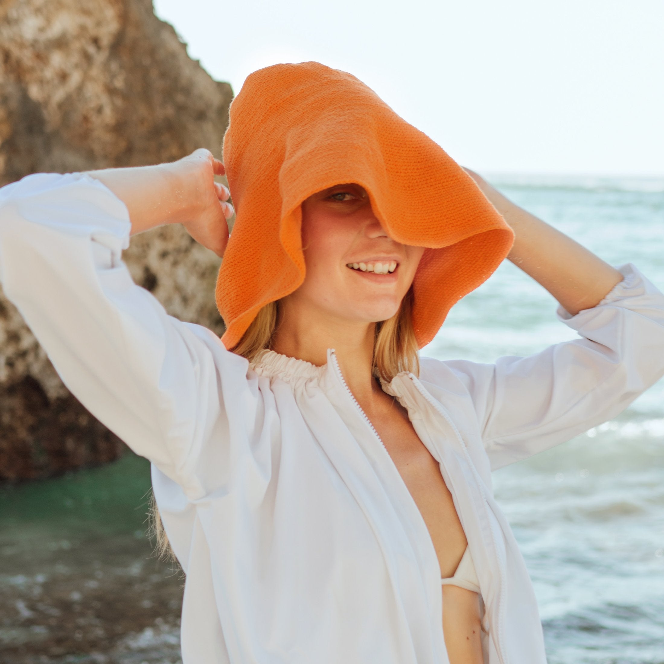 Bloom Crochet Sun Hat, in Tangerine Orange