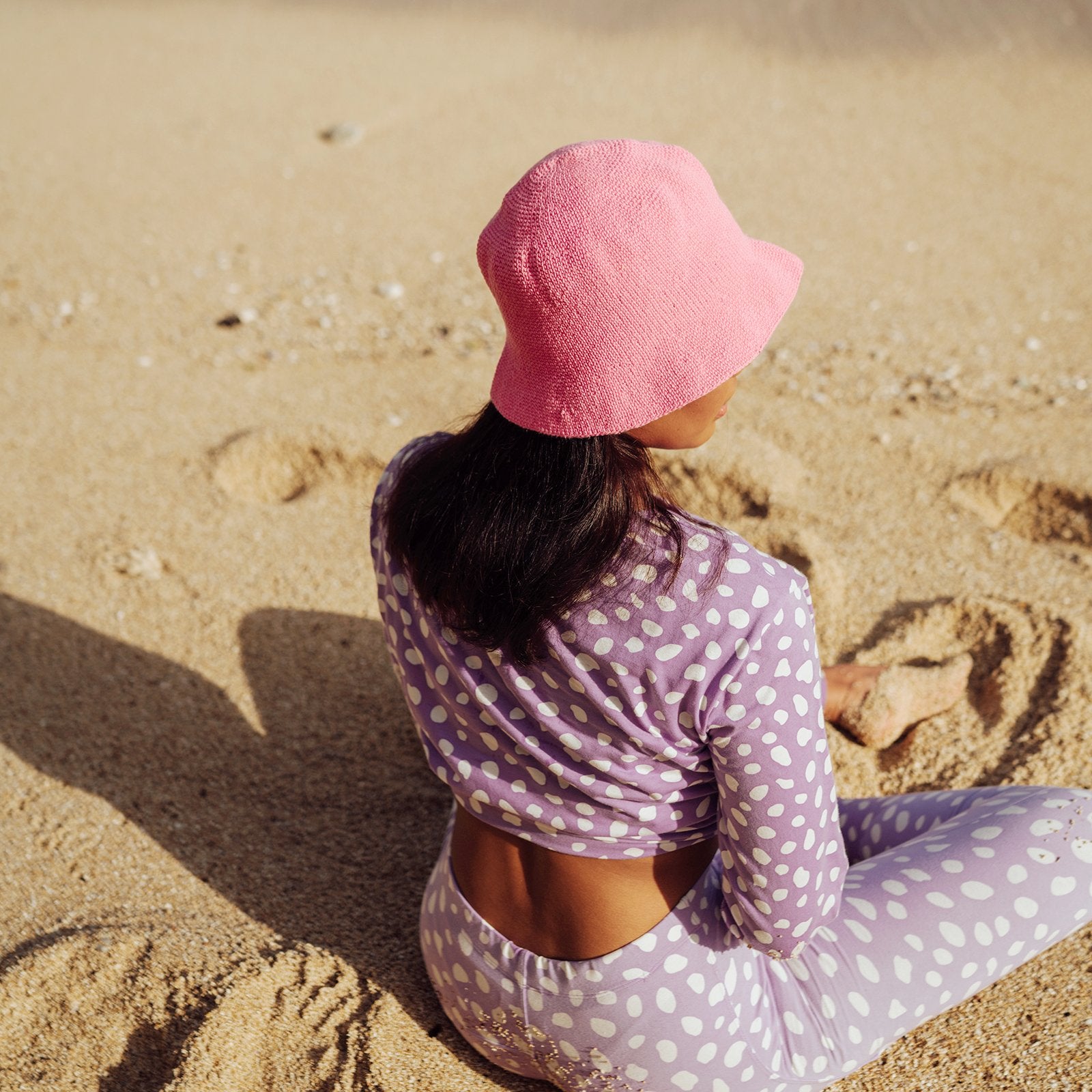 Florette Crochet Bucket Hat, in Pink