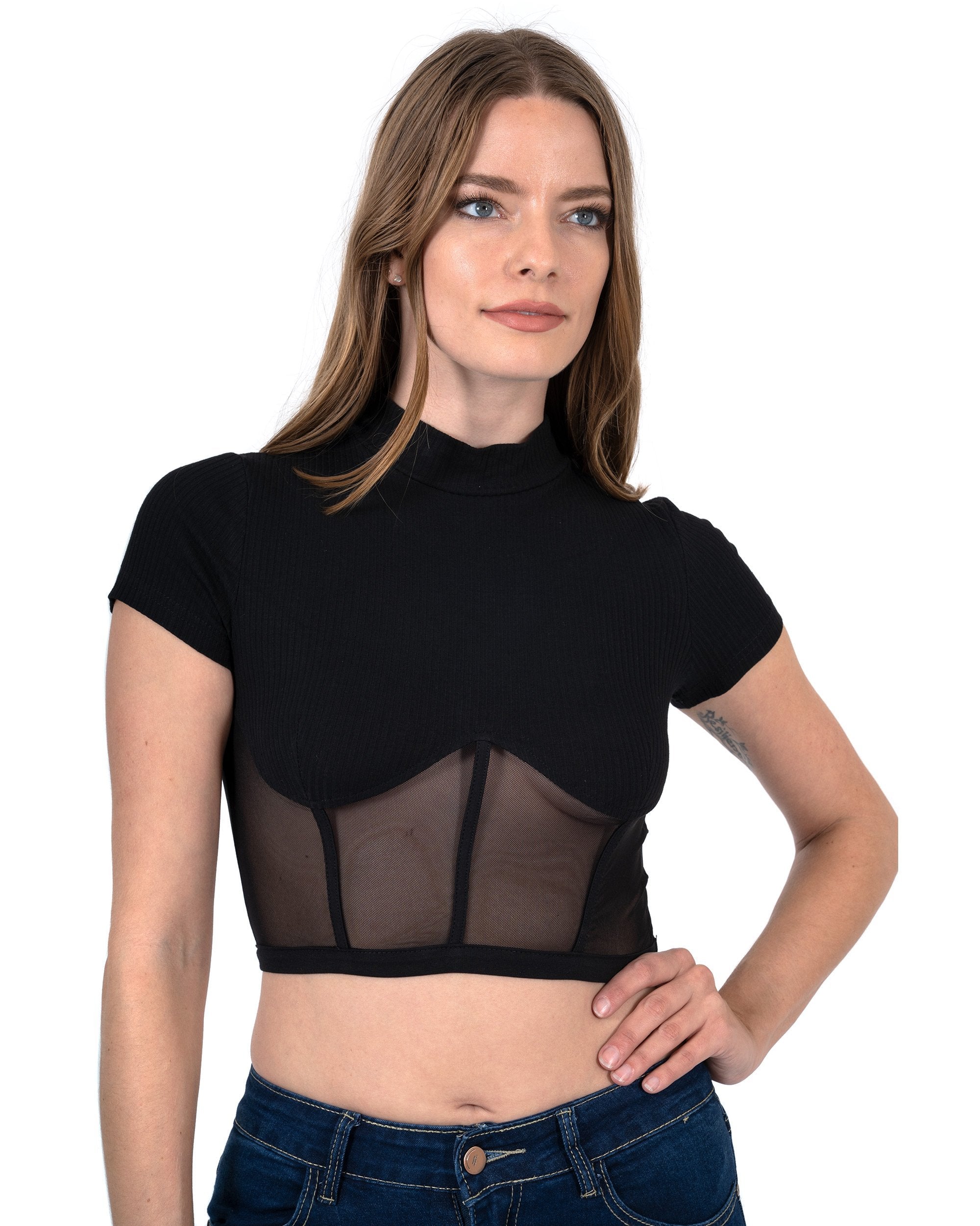 Gregory Short Sleeve Ribbed Crop Top