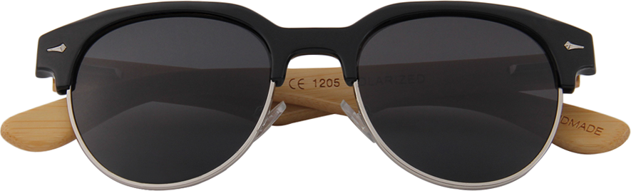 Real Bamboo Vintage Browline Style RetroShade Sunglasses by WUDN