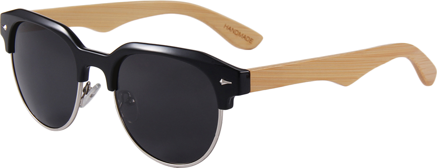 Real Bamboo Vintage Browline Style RetroShade Sunglasses by WUDN
